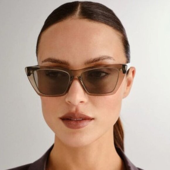 NEW SAINT LAURENT SL276 MICA 043 WOMEN BROWN SQUARE SL 276 MICA 043 SUNGLASSES - Picture 1 of 5